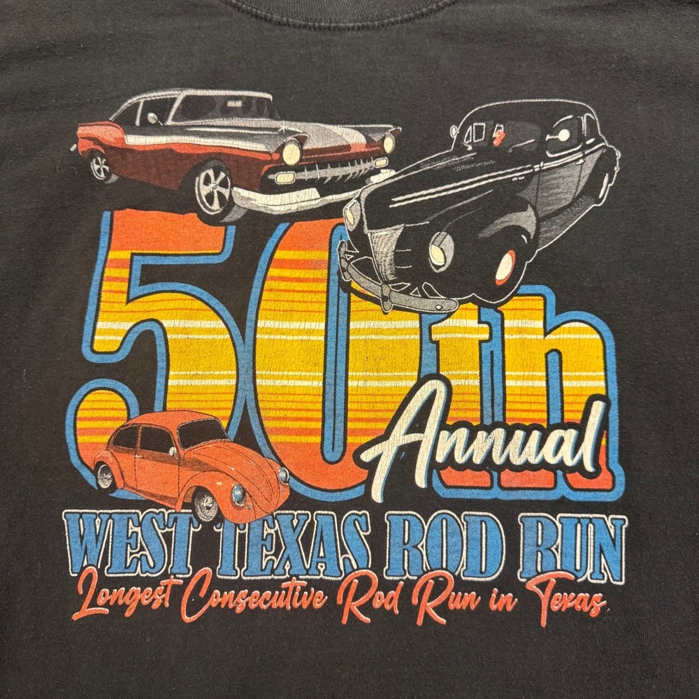West Texas Rod Run 50th Annual Graphic T-Shirt Black Vintage Car Hot Rod Mens M - Picture 3 of 9